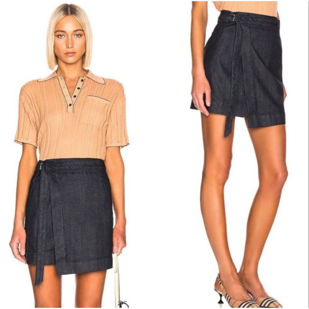 AG Adriano Goldschmied Navy Wrap Mini Skirt